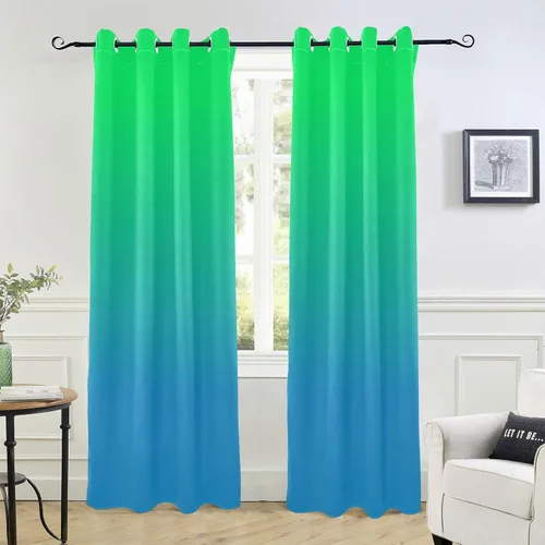 Vista 15 de Cortinas amarillas y azules de 84 pulgadas, 1 pieza, cortinas de puerta para tratamientos de ventanas, divisores de habitación, cortinas de cocina