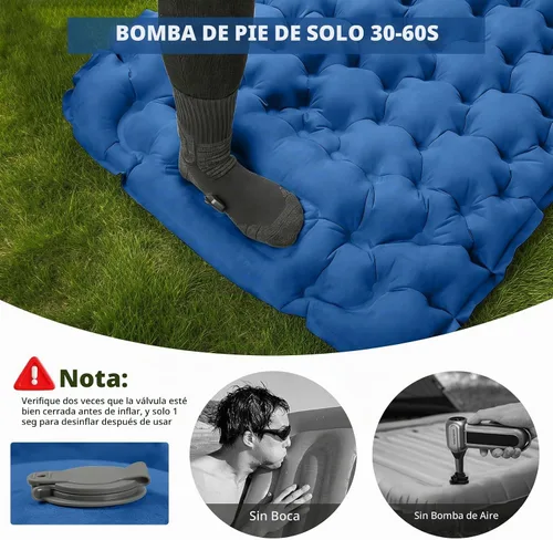 Vista 4 de HiiPeak Almohadilla de dormir para camping, alfombrilla de camping superior de gamuza con almohada, bomba de pie incorporada, almohadillas inflables