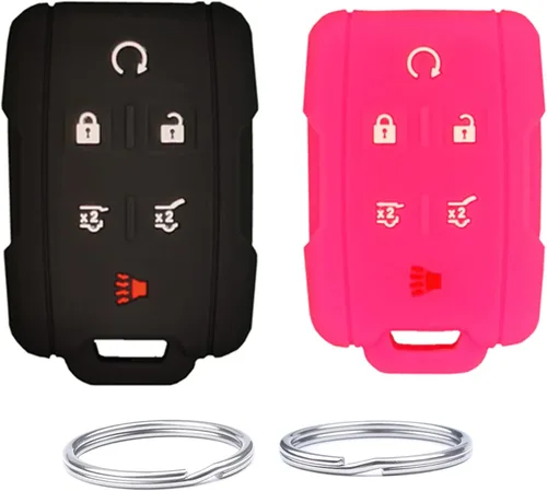 Vista 6 de Funda de silicona para llavero con control remoto para GMC Chevrolet 2 Negro con rojo