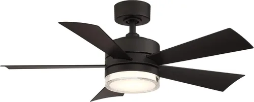 Vista 17 de Ventilador inteligente de techo con 5 aspas, accesorio de luz LED y control de pared para interiores o exteriores y para iOS o Android, Alexa