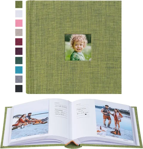 Vista 42 de Mublalbum - Pequeño álbum de fotos 4x6 con cubierta de lino y áreas de notas, libro de fotos con bolsillos verticales para boda, familia, bebé