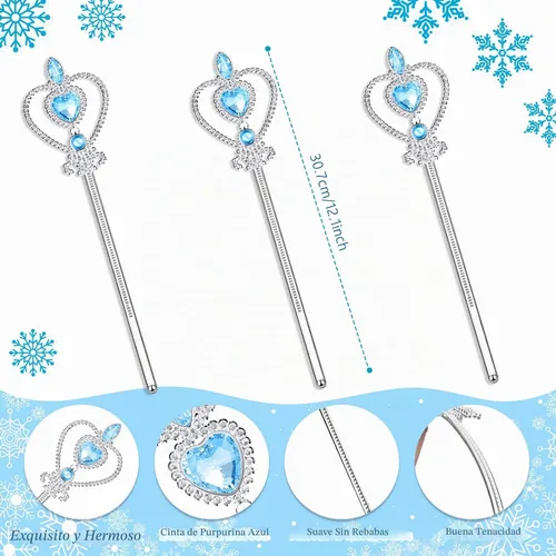 Vista 3 de Chalyna 12 piezas de coronas de princesa tiara para niña pequeña, tiara de plástico con joya de corazón de plata, regalo de invierno para cumpleaños