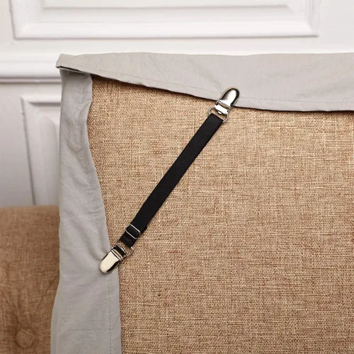Vista 6 de Boao 12 piezas de clips para sábanas de cama, correas para esquinas de sábanas, soporte ajustable para colchón, clips elásticos para sujetar Negro