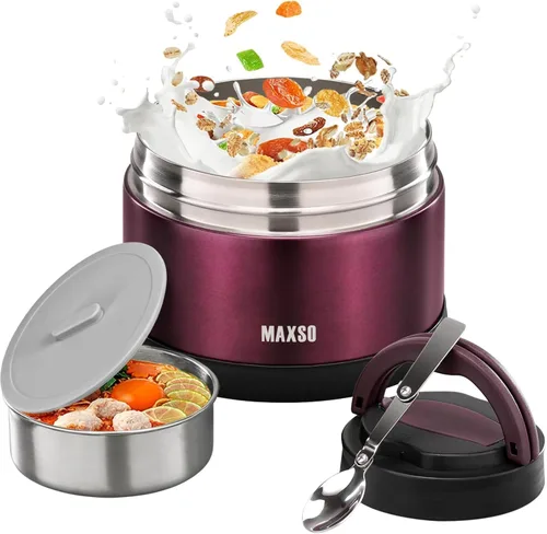 Vista 7 de Tarro de Comida para Comida Caliente – Termo de Sopa de 24 OZ para Adultos Contenedores de Almuerzo con Aislamiento al Vacío con Cuchara Plegable