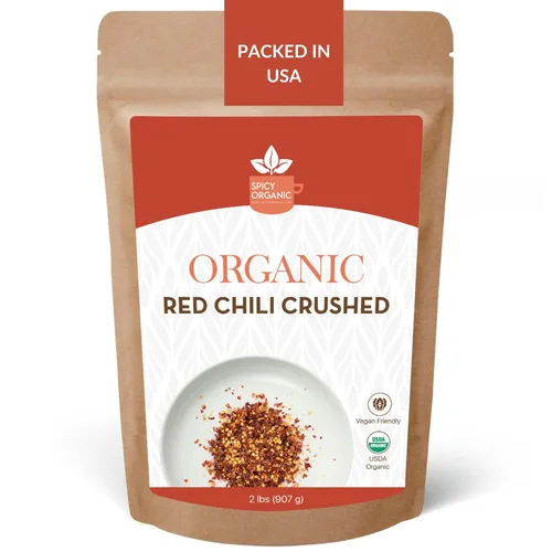 Vista 5 de SPICY ORGANIC Copos de pimiento rojo triturado de 5 libras – Especias de condimento de chiles resistentes – USDA orgánico, Kosher, sin OGM