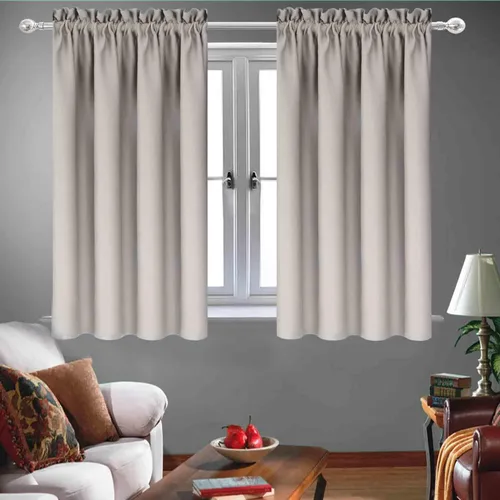 Vista 73 de Cortinas de cocina negras Ladity - 2 paneles de cortinas cortas opacas, 36 pulgadas, privacidad, niveles de café, cortinas de granja para ventana