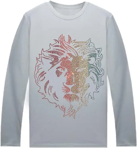 Vista 16 de HZCX FASHION Camisetas gráficas de manga larga para hombre y mujer, camisetas divertidas con diamantes de imitación