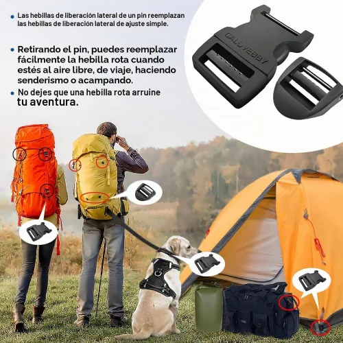 Vista 4 de Hebilla de liberación lateral rápida de 1 pulgada, clip ajustable sin costura, reemplazo de plástico para correas de nailon, cinturón de mochila 2