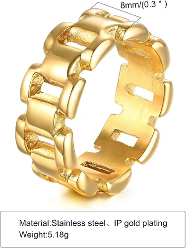 Vista 6 de VNOX Fashion - Anillo de acero inoxidable chapado en oro de 18 quilates con doble cheurón para mujer