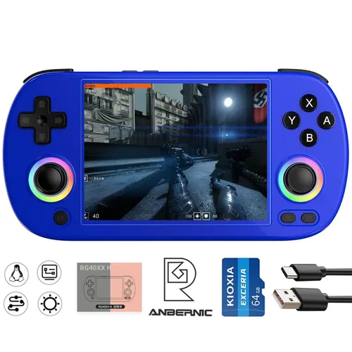 Vista 11 de RG40XX H Handheld Game Console RG40XXH Retro Gaming Console 4.0'' IPS Screen with 64G TF Card Pre-Installed Games Linux System Supports 5G WiFi