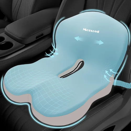 Vista 12 de Cojín de asiento de espuma viscoelástica para ciática y alivio del dolor de espalda, almohadilla ergonómica para silla con correa ajustable y funda