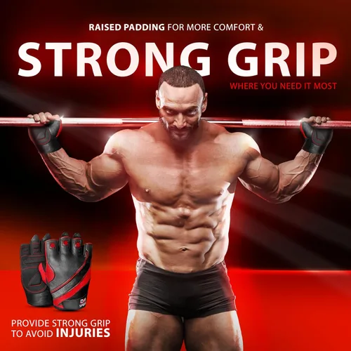Vista 4 de DXM SPORTS Guantes de entrenamiento para hombres, guantes de levantamiento de pesas de gimnasio con soporte para muñeca, transpirables, guantes