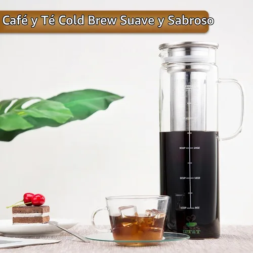 Vista 6 de BTAT - Cafetera fría de 1.5 cuartos de galón, cafetera helada de 48 onzas, cafetera helada, jarra hermética de preparación fría, accesorios de café