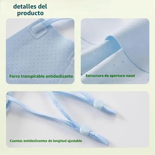 Vista 5 de Máscara de protección solar sin rastro, máscara de verano delgada transpirable con protección solar UV, cubierta facial con bucles para las orejas