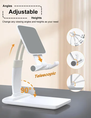 Vista 3 de Soporte de teléfono celular para escritorio, soporte plegable para iPhone, ajustable, portátil, manos libres, soporte para teléfono móvil