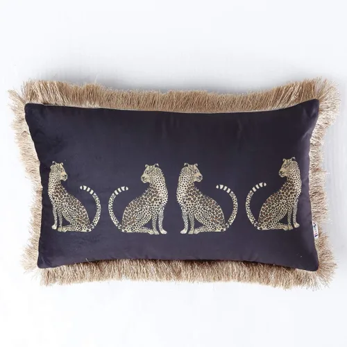 Vista 8 de vctops - Funda de cojín cuadrada con estampado de leopardo, super suave, de terciopelo, con diseño de animales, con borlas, funda decorativa