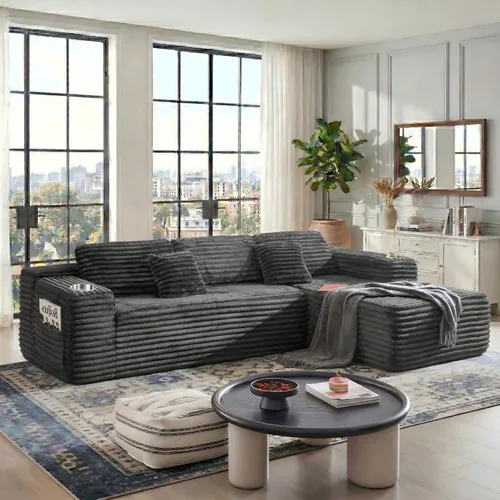 Vista 16 de Sofás seccionales de nube de gran tamaño para sala de estar, sofá modular de 7 plazas en forma de U de 122 pulgadas con diván, asiento profundo