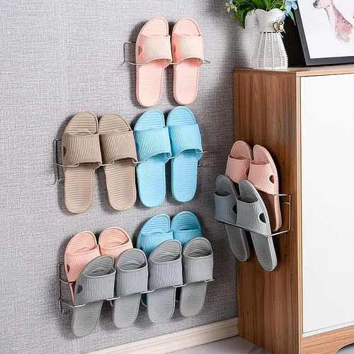 Vista 4 de Organizador de zapatos colgante de espacio estrecho, estante de ahorro de espacio, zapatero montado en la pared, estante de almacenamiento de acero