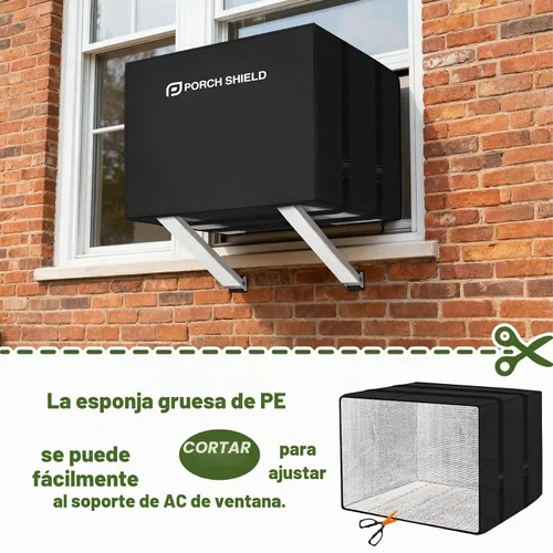 Vista 6 de Porch Shield Cubierta para Aire Acondicionado de Ventana Exterior – Cubierta de Aislamiento de Invierno para Aire Acondicionado de Ventana para Negro