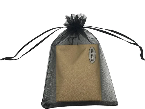 Vista 2 de Bolsa de organza con cordón de 5 x 7 pulgadas, 50 unidades, regalo fuerte, caramelo, B6ag, joyería, fiesta, boda, favor (negro)