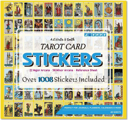 Vista 8 de Joyppy 336 piezas de adhesivos de tarot - 6.3 cm x 3.6 cm (2.5" x 1.4") - 4 juegos de adhesivos de cartas de tarot completos RWS para diario