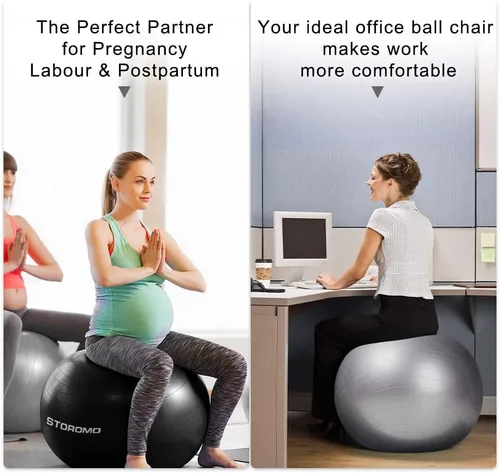 Vista 5 de Pelota de ejercicio de embarazo antiestallido, pelota de estabilidad de alta capacidad de peso para yoga, pilates y apoyo laboral, pelota de fitness