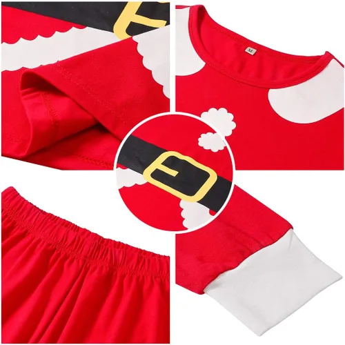 Vista 4 de uideazone Matching Family Christmas Pajamas Sets Xmas Santa PJs Set Holiday Sleepwear Long Sleeve PJ's for Women Kids Men