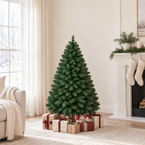 Vista 10 de Garvee 6 FT Prelit Pencil Christmas Tree, 100 Warm White LEDs, 578 Tips Snowy Pine Cones & Mixed Branches, Holiday Tree for Small Spaces