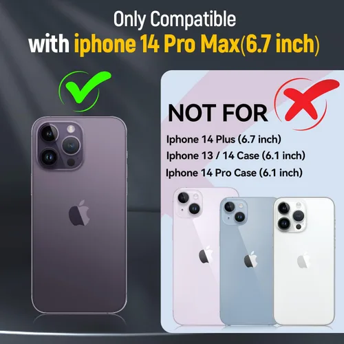 Vista 2 de Funda de teléfono para iPhone 14 Pro Max, funda para iPhone 14 Pro Max con cubierta para lente de cámara, con soporte de anillo y pie de apoyo