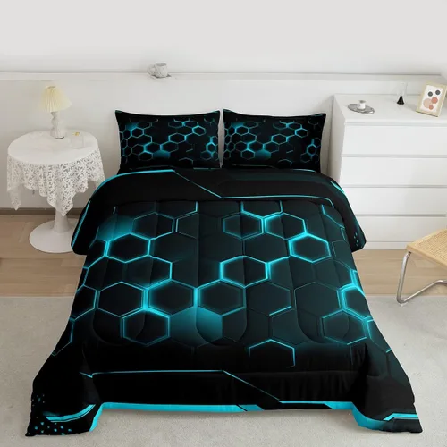 Vista 84 de Juego de ropa de cama Happy Camping de Homewish, tamaño individual, con diseño de osos cazadores y pinos, para niños, hombres, adultos, decoración
