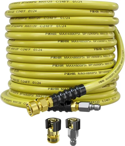 Vista 13 de POHIR Manguera de látigo para lavadora a presión de 2 pies, 3/8 pulgadas, 4800 PSI, con extremos de conexión rápida y adaptadores para agua caliente