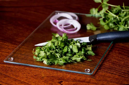 Vista 6 de Clever Chef Shape Variety - Juego de 6 tablas de cortar de vidrio transparente, resistentes a las roturas, duraderas, resistentes a las manchas