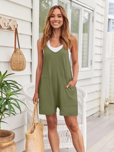 Vista 2 de AUTOMET Overoles para mujer, overoles para verano, playa, crucero 2026 Verde Armada (ArmyGreen)