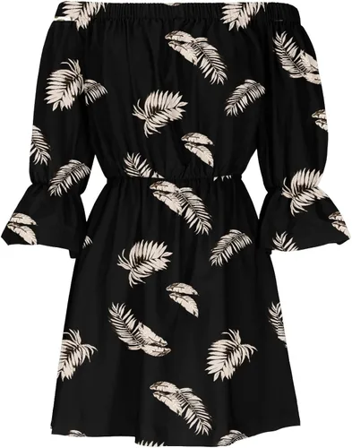 Vista 3 de Vestidos de talla grande para mujer, casual, sexy, con un hombro, cintura media, estampados, manga con volantes, vestido acampanado