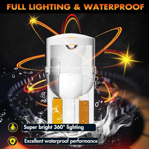Vista 6 de Alopee Paquete de 30 bombillas LED 194 ámbar acrílico T10 bombilla LED ámbar DC 12V luces interiores de coche para 194 168 T10 2825 W5W marcador