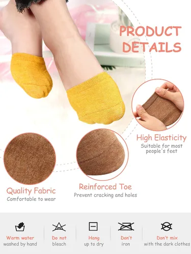 Vista 2 de 8 pares de calcetines para mujer, calcetines de media punta para dedo del pie, calcetines de algodón sin costuras