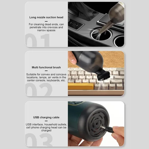 Vista 3 de Zerodis Mini aspiradora, ergonómica desmontable multiusos, aspiradora de teclado USB fácil de escritorio para PC portátil escritorio (verde)