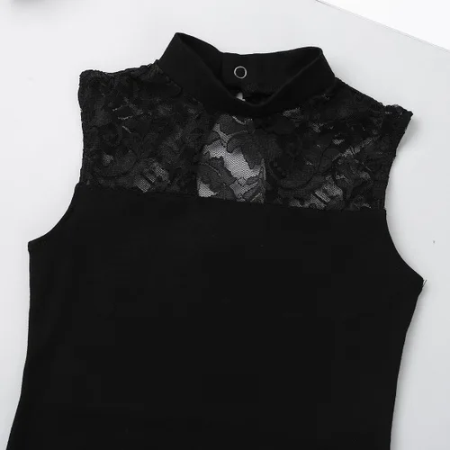 Vista 3 de iEFiEL Vestido de ballet sin mangas para niñas con espalda cruzada y espalda cruzada, leotardo, gimnasia, disfraces