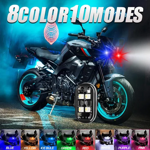 Vista 4 de 4 luces estroboscópicas LED inalámbricas, luces LED inalámbricas para automóvil con control remoto, 8 colores, carga USB, IP65, impermeable