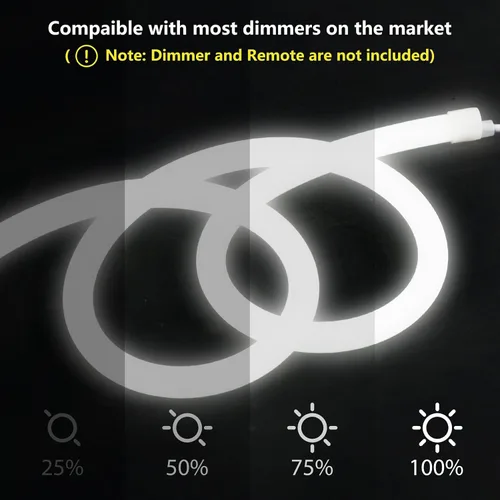 Vista 7 de Cuerda de luz LED de neón de 360°, tubo redondo de 3.28 pies, 6500 K, tira de luces LED blancas de iluminación de 360 grados, IP65, impermeable