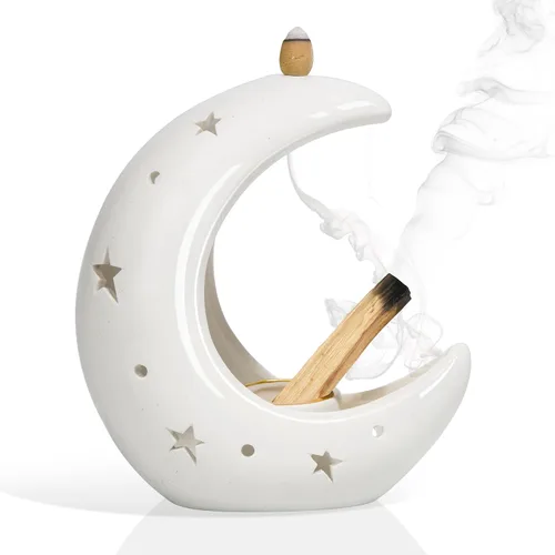 Vista 14 de ZenBless Soporte de incienso multifunción para quemar Palo Santo, manchas de salvia, varillas de incienso, soporte de cerámica hecho a mano
