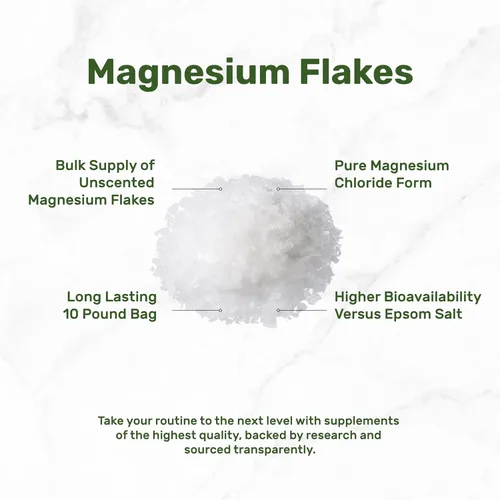 Vista 2 de Pure Magnesium Flakes Bath Soaks, 10lbs - Sustituto natural de la sal de Epsom Copos de cloruro de magnesio de alta absorción Hidrata la piel
