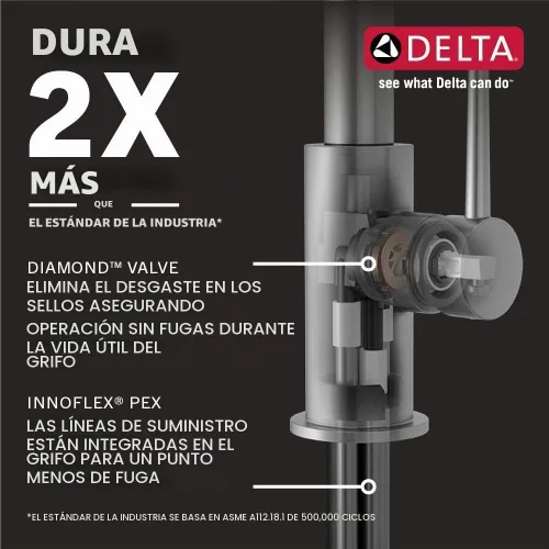 Vista 4 de Delta Grifo Trinsic Grifo de fregadero de cocina de un solo mango, 9959-AR-DST Ártico inoxidable