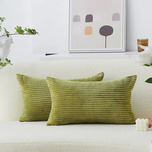 Vista 42 de Home Brilliant - Juego de 2 fundas de cojín decorativas de terciopelo a rayas, 16 x 16 pulgadas, para sillas y sofás, color verde salvia, verde