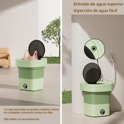 Vista 6 de Lavadora plegable, mini lavado de 9L con 3 modos de limpieza profunda, lavado medio automático, lavadora portátil para apartamentos, dormitorios