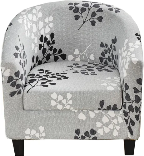 Vista 19 de CRFATOP - Funda elástica para sillón de club (2 piezas) 1 Club Cover & 1 Cushion Cover, Soft Round Tub Sofa Covers, Pet Friendly, Washable