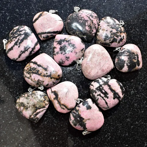 Vista 5 de Zenergy Gems - Collar con dije de corazón, piedras preciosas naturales del Himalaya en forma de corazón + cadena de plata de 20 + corazón de carga