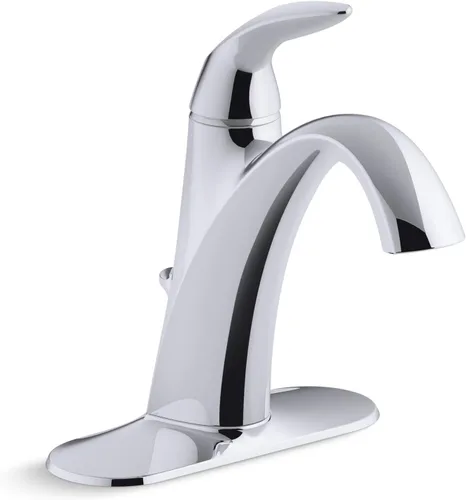 Vista 2 de Kohler K-45800-4-CP Alteo Grifo de lavabo de baño de un solo mango o centro con montaje de drenaje de metal en cromo pulido