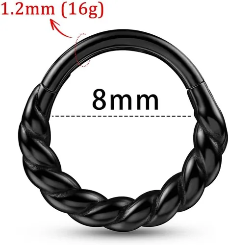 Vista 2 de Septum rings hoops,1PCS 16G8mm Ring Multi-Cones Surgical Stainless Steel Nose Ring Hoop Jewelry Clicker Cartilage Earring Hinged Segment Daith