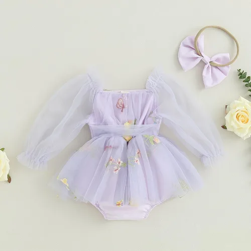 Vista 3 de Ropa de bebé niña Floral Boho Lace Romper Mameluco Mameluco Mono Mono Traje Verano Ropa Bebé Niñas